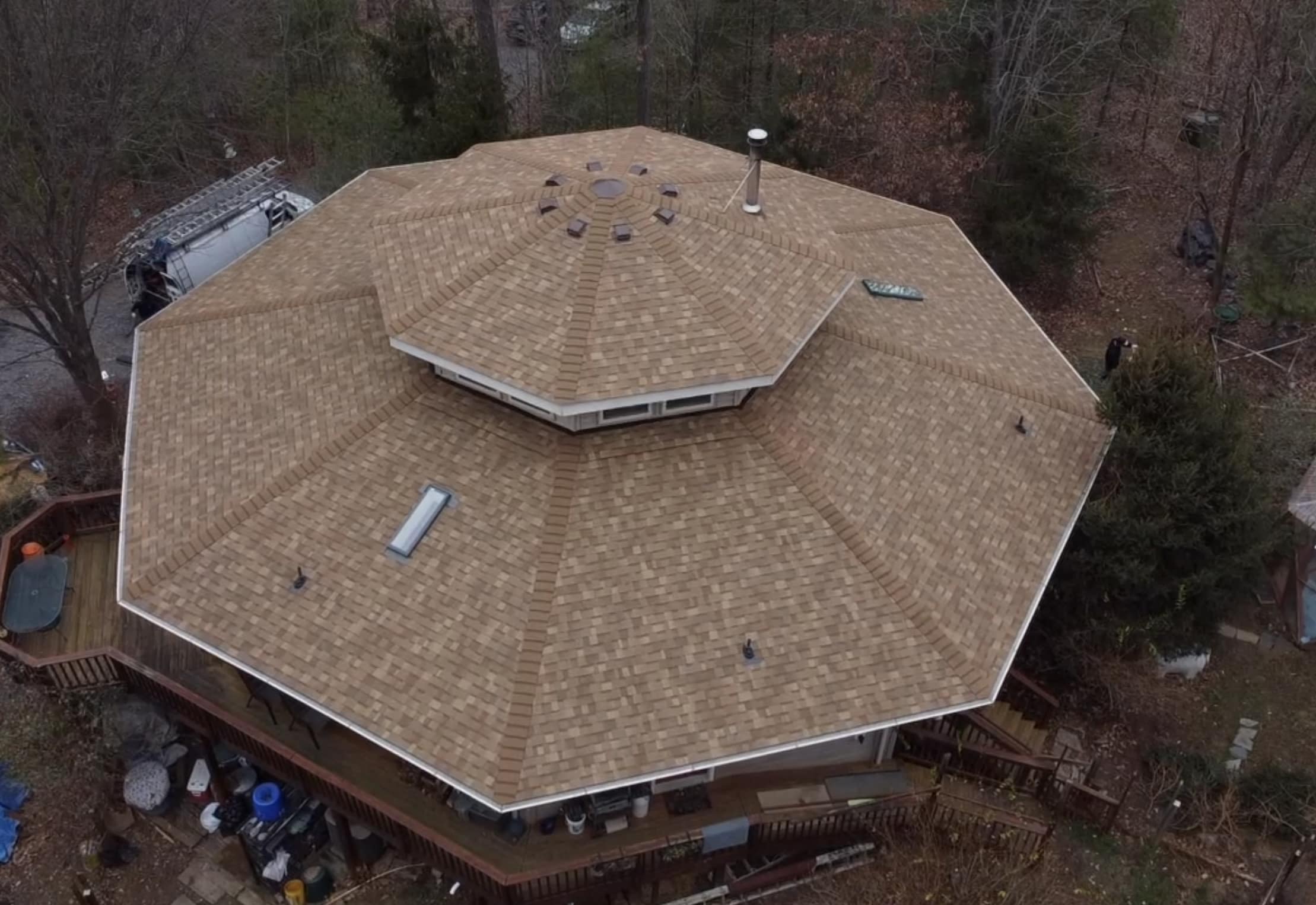gazebo with a new roof installed by pure roofing