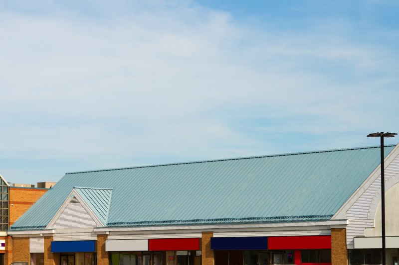 commercial metal roof in a plaza in manassas virignia