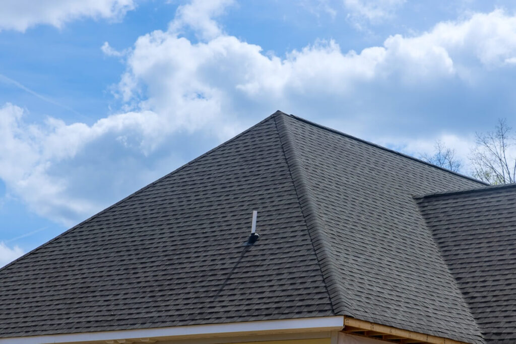 construction on roof covered asphalt shingles roofing construction new house