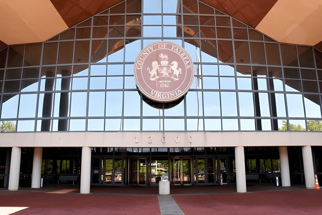 entrance of Fairfax County Government Center, Fairfax