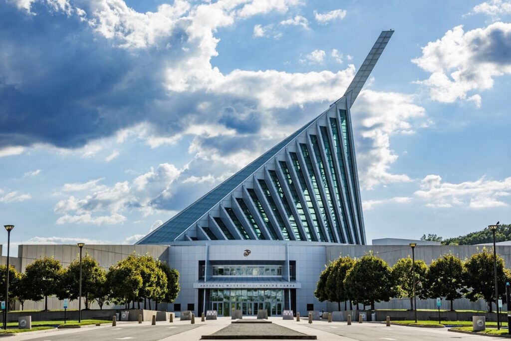 front entrance to the National Museum of the Marine Corps