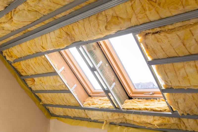 inside of a home that is getting insulation repair
