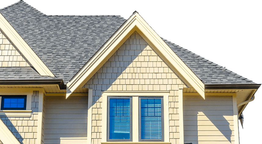 outline of a house serviced by pure roofing