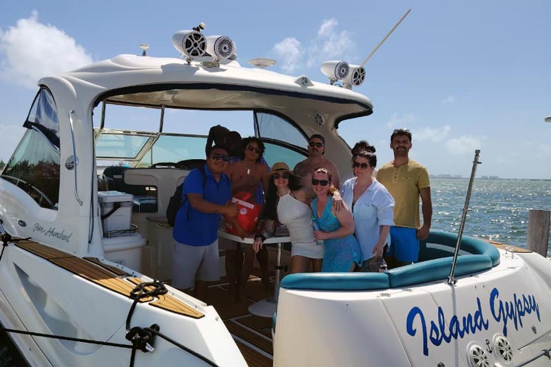 the Pure Roofing team on a boat ride