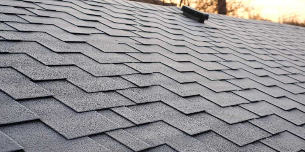 view on asphalt roofing shingles background
