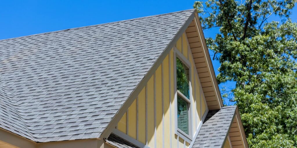 view the asphalt shingles roofing waterproofing for new house in covered corner roof shingles on under construction
