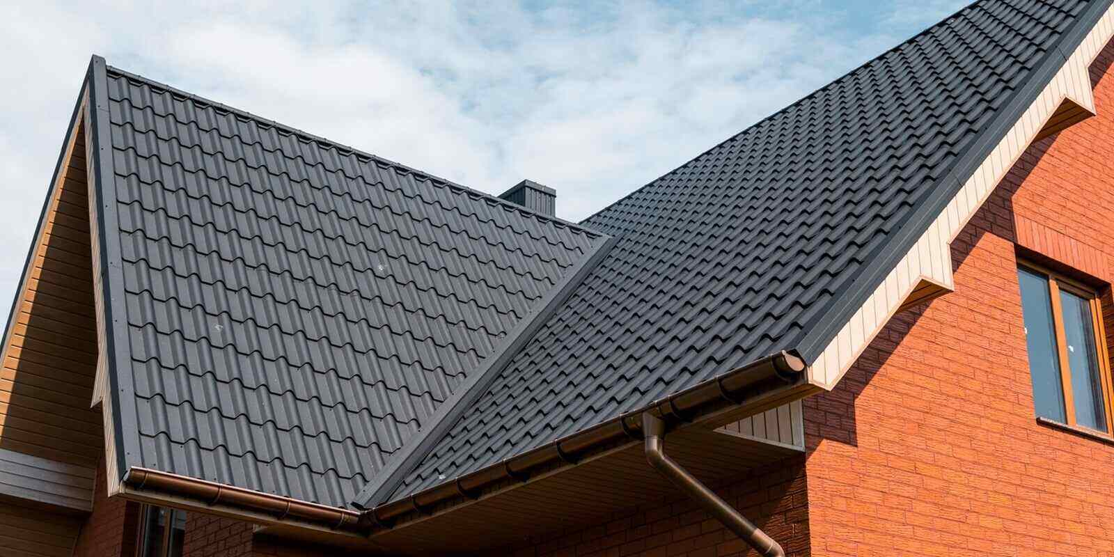 modern roof covered with tile effect PVC coated brown metal roof sheets